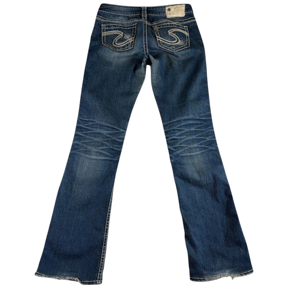Silver Co. Frances Bootcut Jeans Womens 26x33 Blue Denim Whiskers Medium Wash - Picture 2 of 7